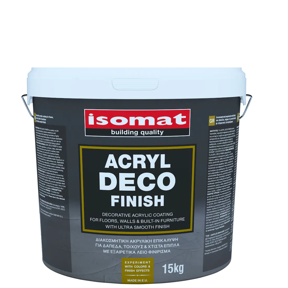 Isomat ACRYL-DECO FINISH - Διακοσμητικό, έτοιμο προς χρήση, ακρυλικό επίχρισμα για δάπεδα, τοίχους και χτιστά έπιπλα με πολύ λείο φινίρισμα