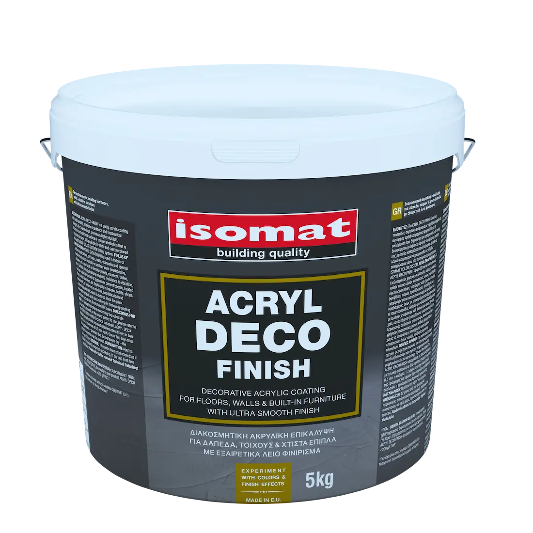 Isomat ACRYL-DECO FINISH - Διακοσμητικό, έτοιμο προς χρήση, ακρυλικό επίχρισμα για δάπεδα, τοίχους και χτιστά έπιπλα με πολύ λείο φινίρισμα