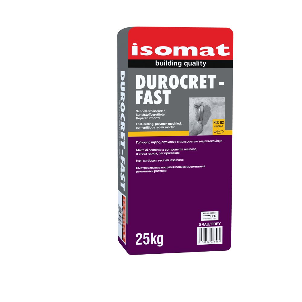 Isomat DUROCRET-FAST - Ρητινούχο επισκευαστικό τσιμεντοκονίαμα γρήγορης πήξης