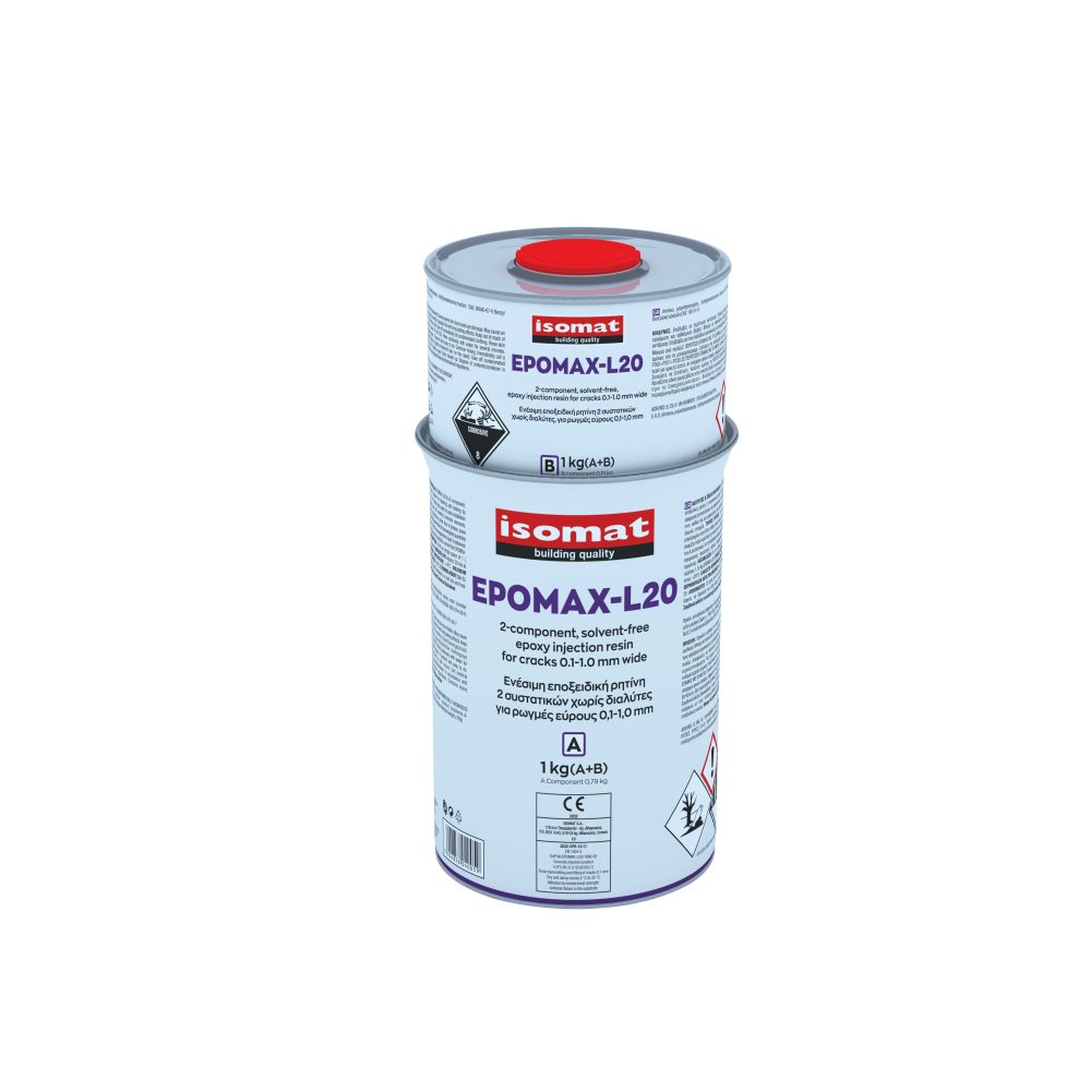 Isomat EPOMAX-L20 - Ενέσιμη εποξειδική ρητίνη 2 συστατικών, χωρίς διαλύτες, για ρωγμές εύρους 0,1-1,0 mm