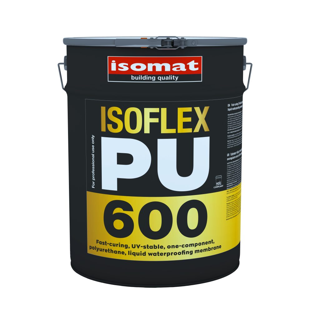 Isomat ISOFLEX-PU 600 - Πολυουρεθανικό, επαλειφόμενο στεγανωτικό ταρατσών, ενός συστατικού, ανεπηρέαστο από τη UV ακτινοβολία, γρήγορης πήξης
