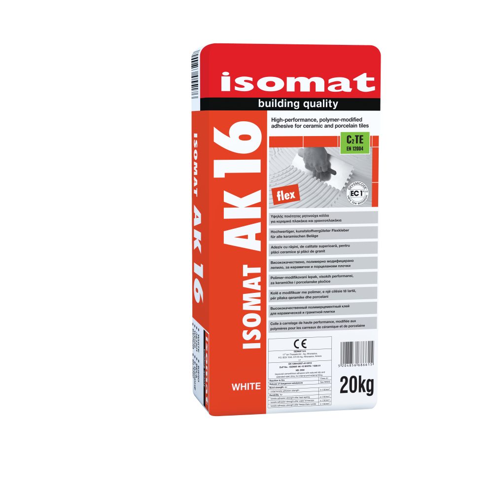 Isomat ISOMAT AK-16 - Ρητινούχα, τσιμεντοειδής κόλλα πλακιδίων με μηδενική ολίσθηση