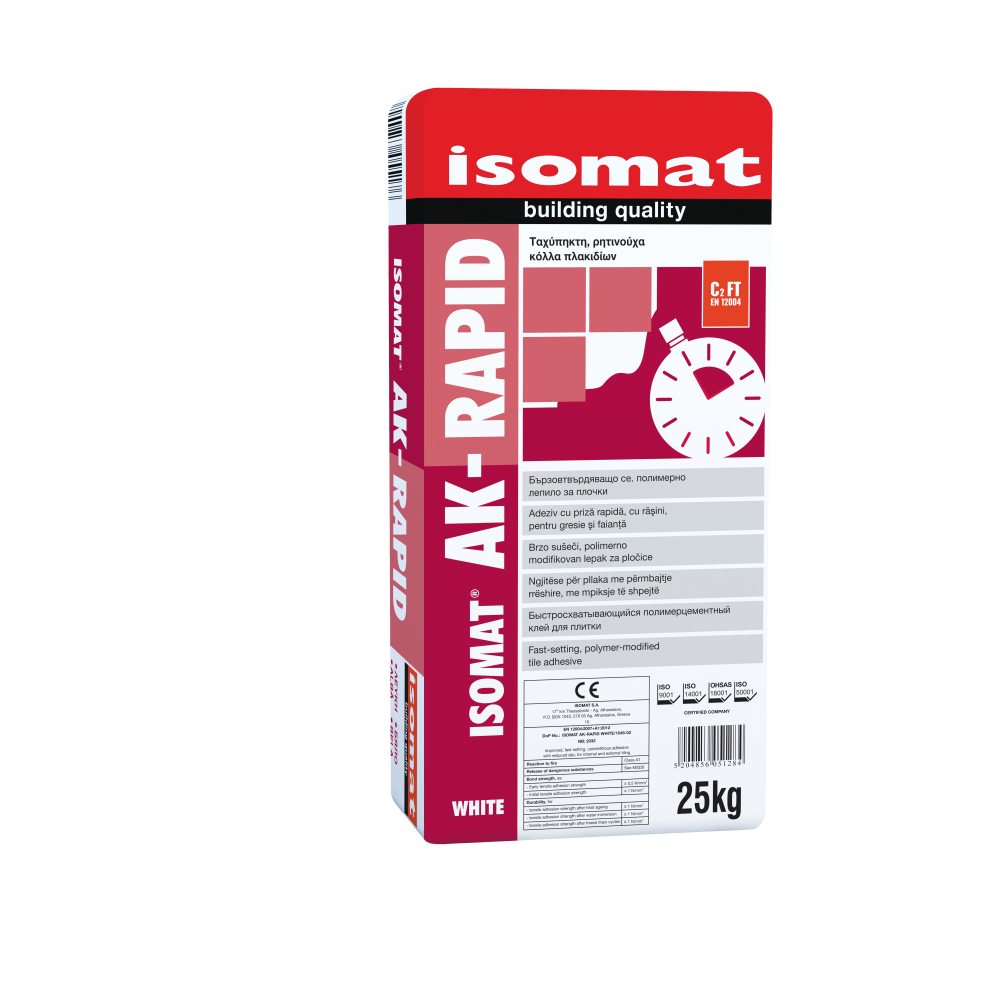Isomat ISOMAT AK-RAPID - Υψηλής ποιότητας, ταχύπηκτη, ρητινούχα, τσιμεντοειδής κόλλα πλακιδίων