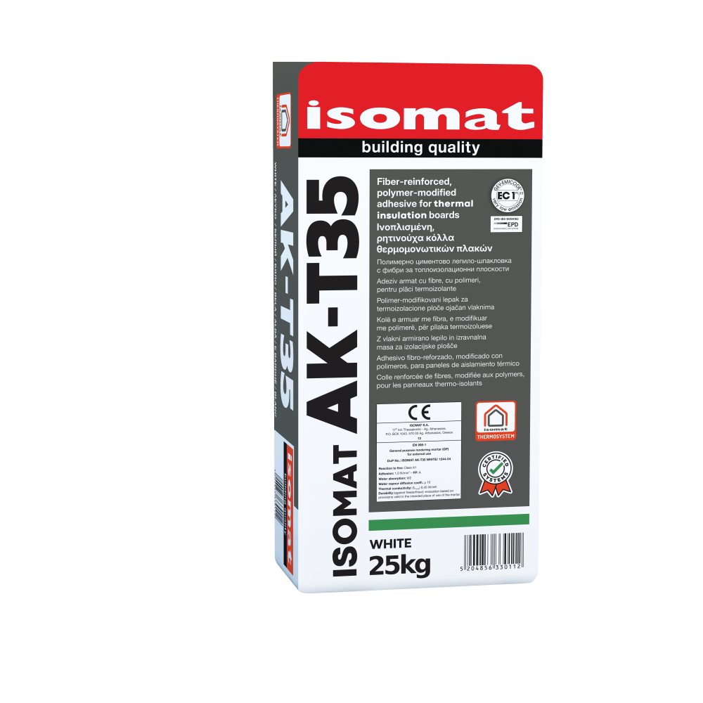 Isomat ISOMAT AK-T35 - Ινοπλισμένη, ρητινούχα, τσιμεντοειδής κόλλα θερμομονωτικών πλακών
