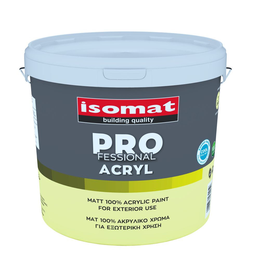Isomat ISOMAT PROFESSIONAL ACRYL - Ματ ακρυλικό χρώμα για εξωτερική χρήση Ιδανικό για επαγγελματίες