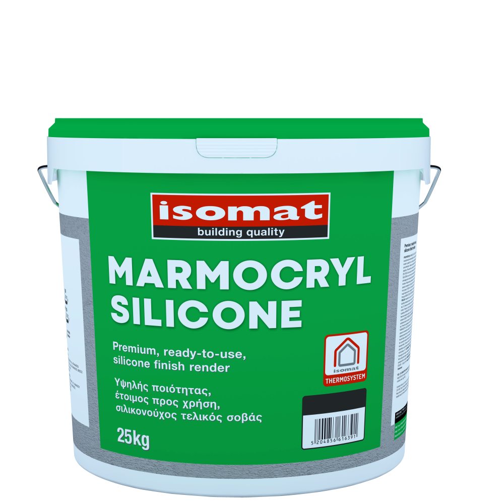 Isomat MARMOCRYL SILICONE Fine - Σιλικονούχος, έτοιμος προς χρήση, εξαιρετικά υδαταπωθητικός και υδρατμοπερατός σοβάς Λεία επιφάνεια