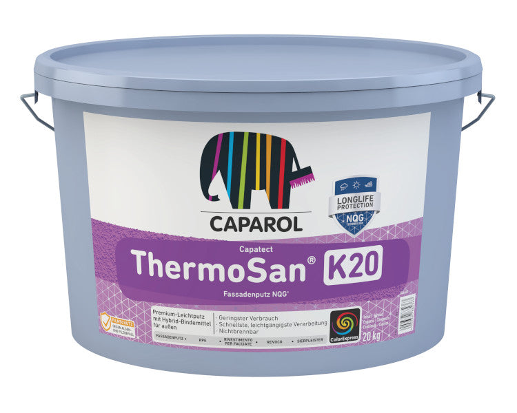 Caparol Υβριδικός Σοβάς Υδρυάλου Capatect ThermoSan® Fassadenputz NQG® K15 Λευκός