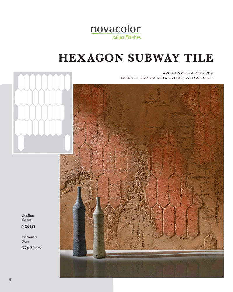 Novacolor Stencil Hexagon Subway Tile