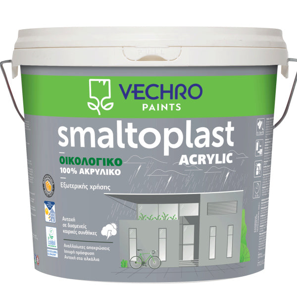 VECHRO SMALTOPLAST 100% Ακρυλικό - Οικολογικό Χρώμα Εξωτερικών Επιφανειών